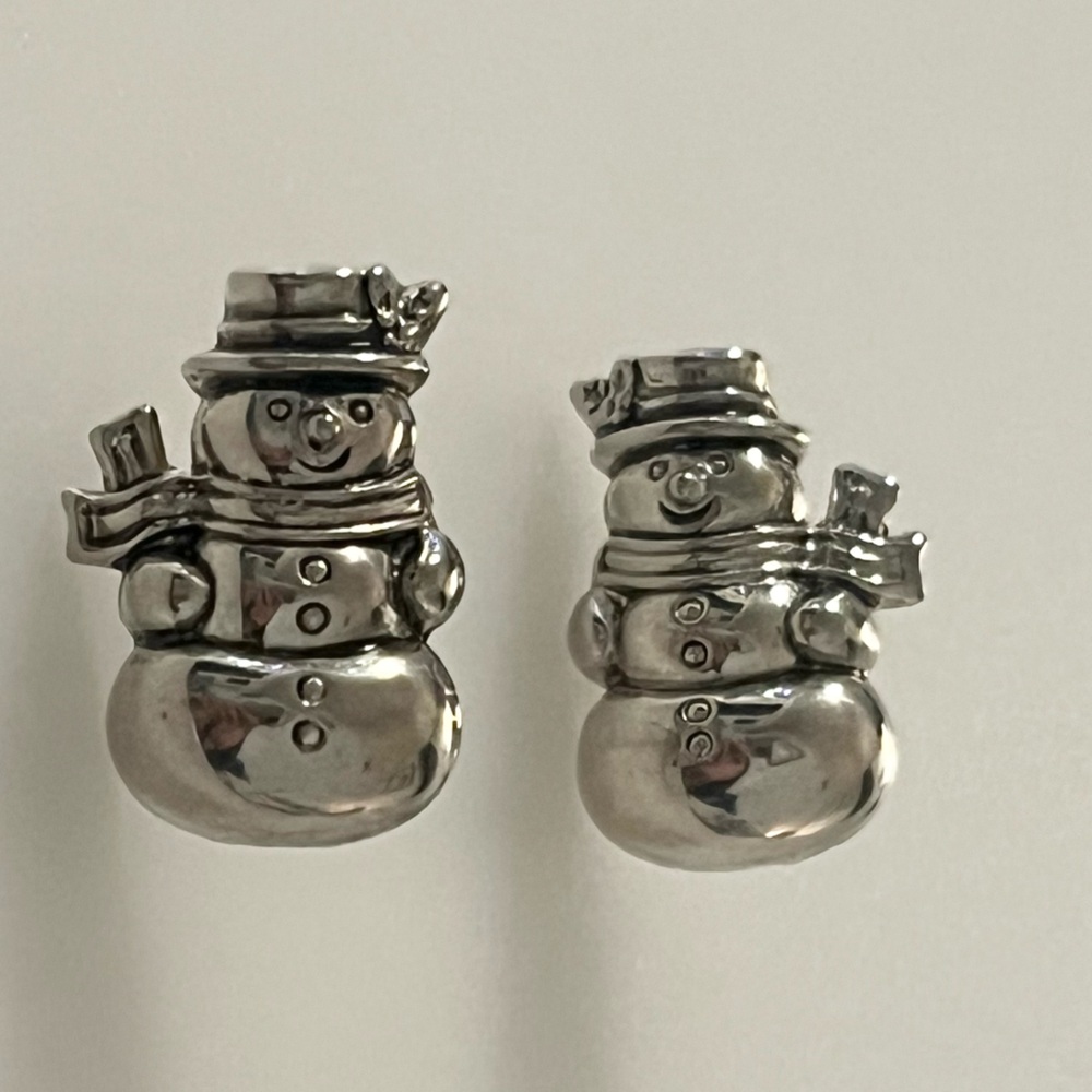 Vintage Silver Tone Snowman Marked Best Earrings